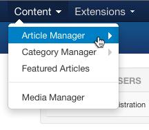 ARTICLES It is a good idea to create articles prior to creating menus and modules, since the article is often used to provide the content for those items.