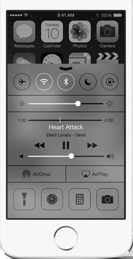 ios Control Center for iphone Easy access (slide bar up) to: - Airplane Mode, WiFi, Bluetooth, Do Not Disturb, and