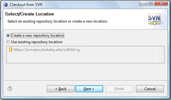 c. Select Create a new repository and click Next > d. Repeat steps d)-f) from Adding a Project to add the repository on your second computer and type in your password. e.