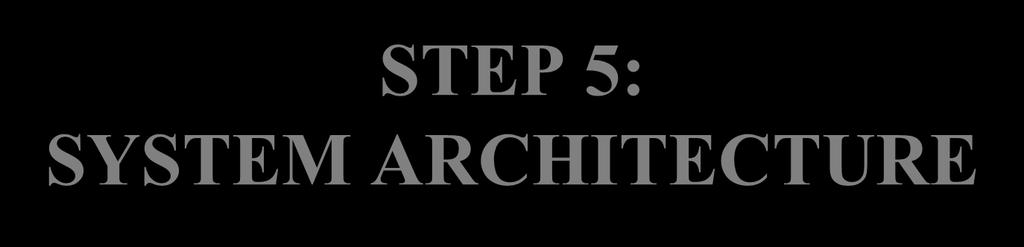 STEP 5: SYSTEM ARCHITECTURE Step 1: Physical Architecture