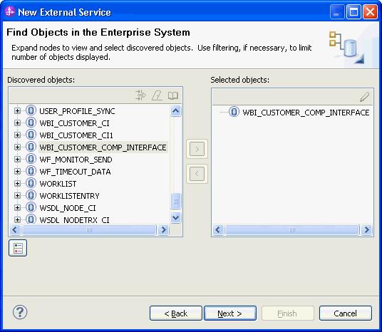 7. In the Find Objects in the Enterprise System window, select