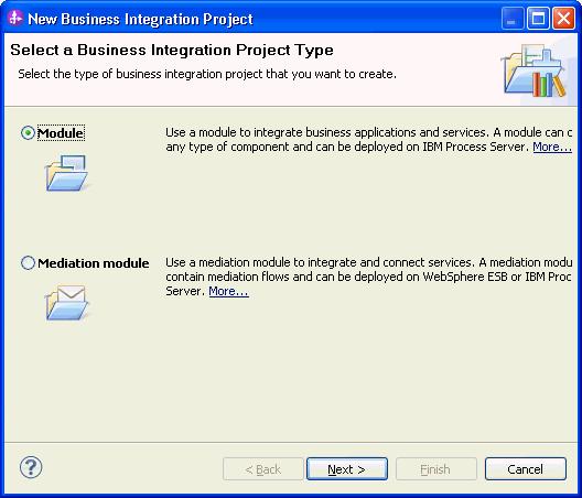 11. In the Select a Business Integration Project Type window, select