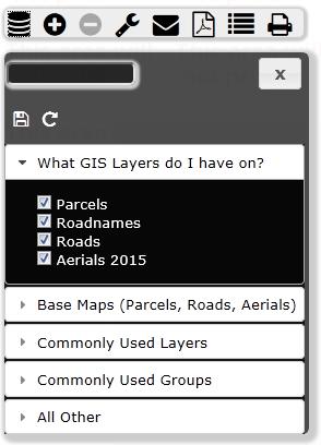 The first icon on the toolbar opens a dropdown menu: "What GIS