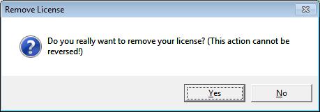 Figure 12: Remove License Confirmation Box 3. Click Yes. Your license is removed from the computer. The License Activator dialog box shows Not licensed.