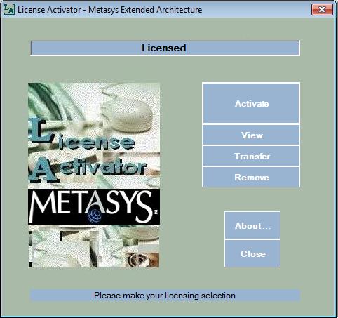 Figure 4: License Activator Dialog Box Table 1: License Activator Buttons Button Description Activate View Transfer Remove About Close Launches the software licensing process.