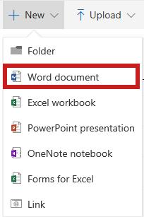 For example, you could choose to create a new document from within OneDrive for Business: 1.