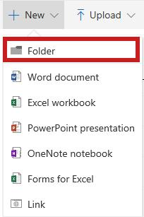 Creating a New Folder within OneDrive for Business The following explains how to create a new folder within