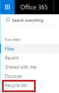 Restoring Deleted Files and Folders Files and folders that have been deleted will be moved into the recycling bin in your OneDrive for Business account.