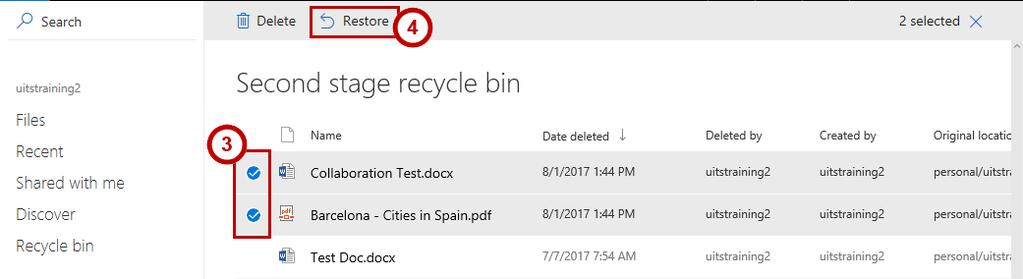 The Recycling Bin will open. Click Second-stage recycle bin. Figure 27 - Access Second-Stage Recycling Bin 3. The Second-stage recycle bin will appear.