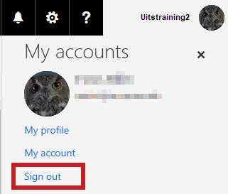 Signing Out of OneDrive The following explains how to log out of your OneDrive for Business account: 1. Click your name in the upper-right corner. Figure 39 - Click your Name 2.