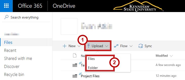 Upload Files or Folders to OneDrive You can upload files, or an entire folder containing all your files, to your OneDrive for Business account.