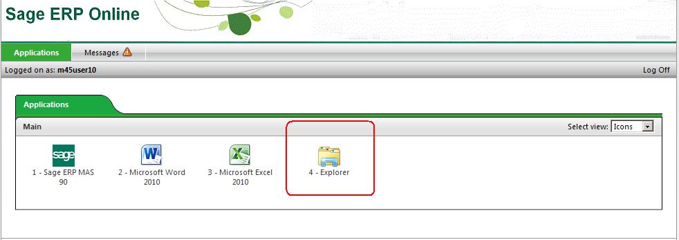 Explorer Drive Within the Sage ERP Online interface you will see an icon titled Explorer.