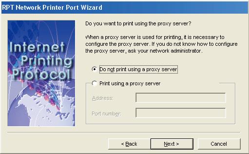 Select Do not print using a proxy server,