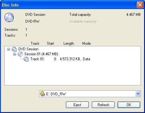 2.5.8 Obtaining information on the inserted disc This field allows information to be obtained on the disc that has been inserted. It does not matter whether the disc is located in a CD or a DVD drive.