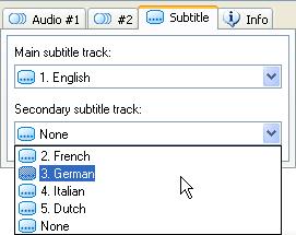 On the record menu 'Subtitle', click on the drop-down button 'Main subtitle track' and mark the required subtitle or select 'None', if you don t need subtitles. 2.