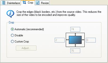 Deinterlace Nero Recode 2 recognizes automatically whether it is necessary to de-interlace the DVD-Video title, and automatically enables the chosen option.