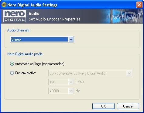 6.3.2 Specifying the audio settings Clicking on the 'Settings' button on the 'Audio' tab will open the audio settings area for