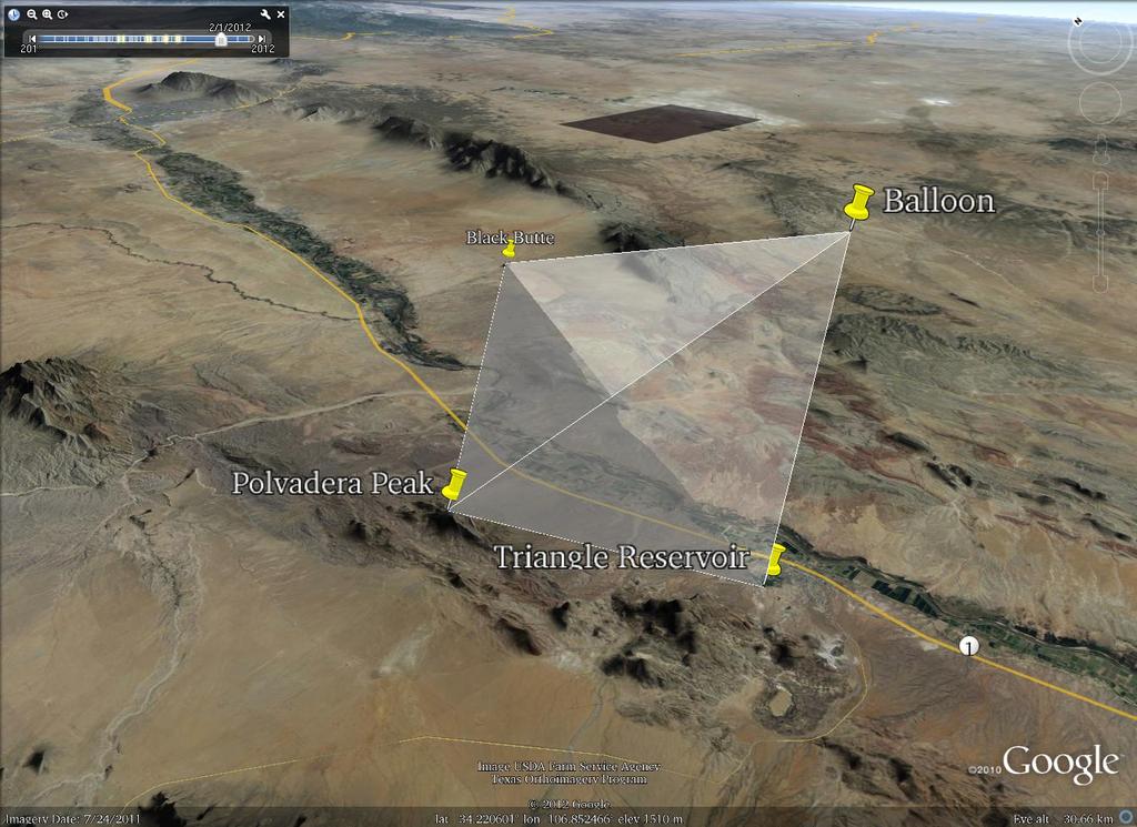 Method I) displayed in Google Earth.