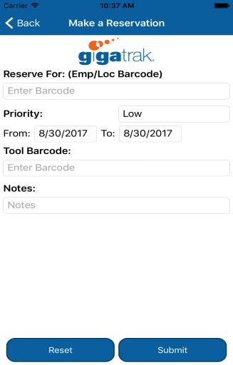If the barcode matches a record in the data file, the appropriate name will be displayed under the scan box, and a list of the tools that are currently assigned to that barcode will appear in