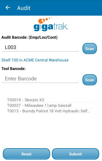 Continue to scan the tool barcodes, including barcodes that do not appear in the list. When all tools have been scanned, there may be some items still on the list.