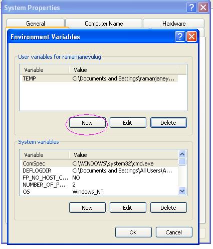 3.9.4 Step 4 In User variables click New and in Variable name