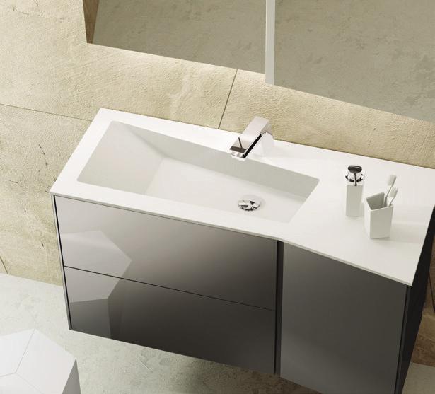 Base Units specs. / Especificaciones armazón suspendido Lacquered base unit. Automatic push opening system. Fully extendable drawers. Installation only with reduced bottle trap or Preloc.