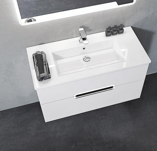 Base Units specs. / Especificaciones armazón Laquered or laminated base unit Chrome plated metal handles. Fully extendable metal rib drawer. Soft-close system. Internal organiser.