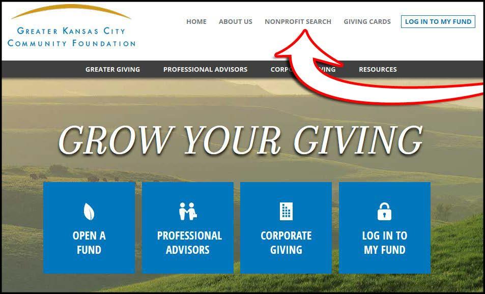 Part 1: Profile Login Navigating Your Profile 1. Start at the Greater Kansas City Community Foundation s home page, www.