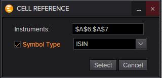 In Eikon Excel, ensure that the two different ISIN code (or Sedol codes) are in different cells. 2.