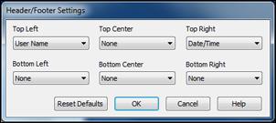 Header/Footer Settings - Windows You can select any of the Header/Footer Settings options to add headers or footers when you print.