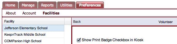 For all the types of people that you wish to print badges for, check the Show Print Badge Checkbox in Kiosk box then click Save (Image 12).