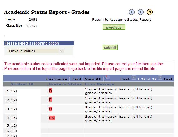 Step 6 Review Submitted Results When you submit, the ASR system will compare your file to the data currently in the page. If it finds mis-matches, it will error out.