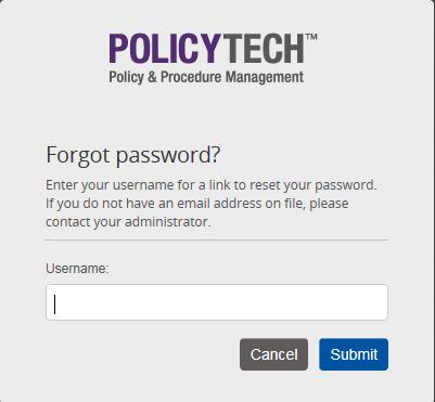 PolicyTech will send an email with a link that