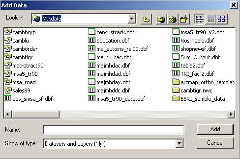 Connect data folder Click OK and go back to the "add data" window. Now you are in the right directory, you should be able to see a number of data sets in the window.