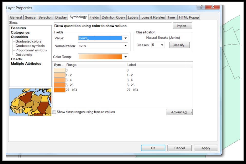 33) Close the attribute table, right click on the new layer to obtain the Properties dialog box.