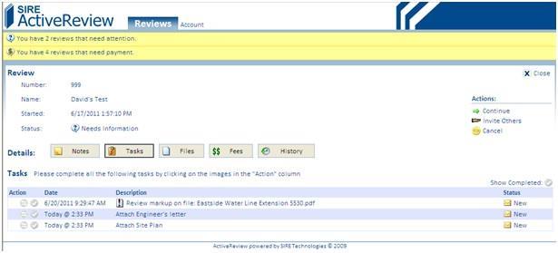 If you see a Review markup on file task, you may click on the description of this task to open and review your markups.