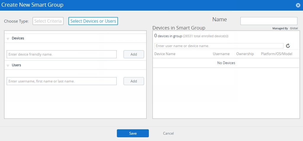 Chapter 6: Groups The Select Devices or Users option works best for groups with smaller numbers (500 or less devices) that receive sporadic, although important, updates.