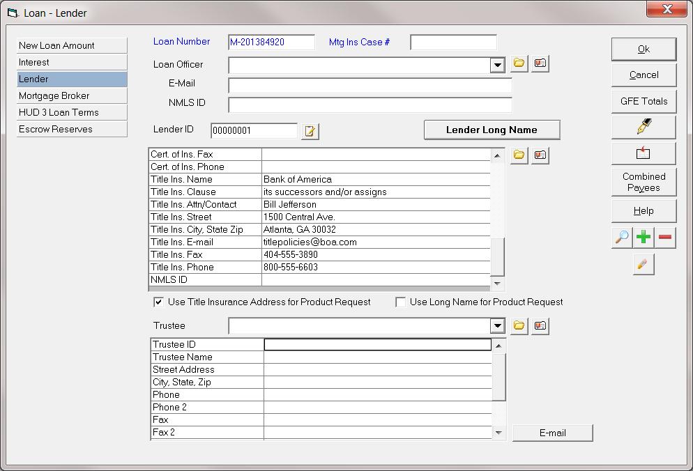 Enter the information for the desired entity in the appropriate fields and click or press ALT + U to save the changes.