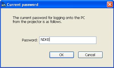 2. Desktop Control Utility 1.0 3 Input the starting password of Desktop Control Utility 1.0, and click [OK]. The "Current password" window will be displayed.