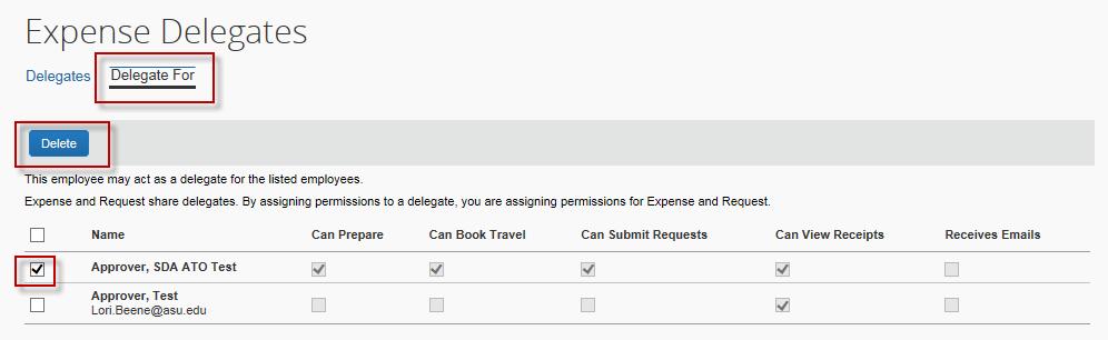 Delegates Remove yourself as a delegate 1. Click profile at the top of the My ASU TRIP home page. 2. Click profile settings. 3. Click expense delegates. 4. Select delegate for. 5.