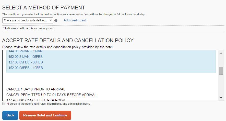 Click I agree to the above rate rules, restrictions, and cancellation policy checkbox. 14.