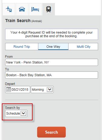 Booking Reserve a train 1. From the My ASU TRIP homepage, select round trip or one way and complete fields. You can select to search by schedule and click search. 2.