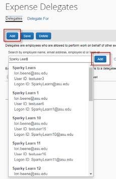 Then, click Profile Settings. 2. Click Expense Delegates. 3. Add delegate by clicking Add.