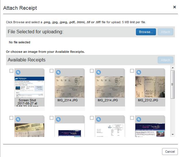 Expense Reports 4. If you uploaded receipts, you can find the images under the view available receipts.