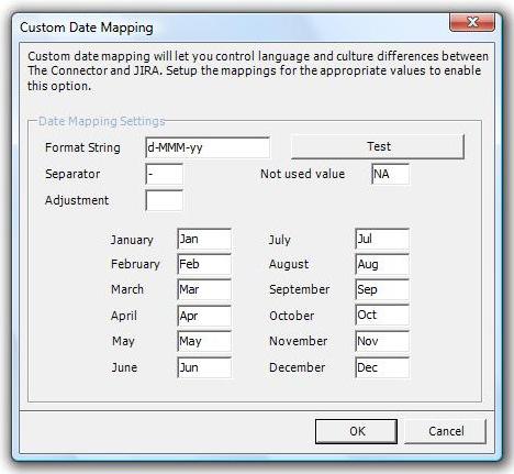 JIRA Communication Settings Use custom date format mapping This option will allow you to map a date format string to a custom format.