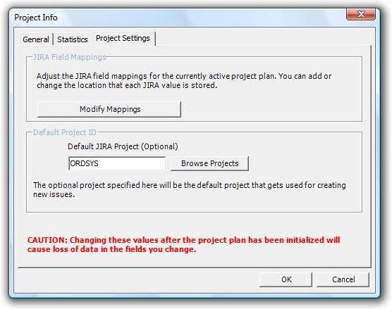 The Project Settings tab of the Project Info provides a way to change the settings that were used to initialize the project file.