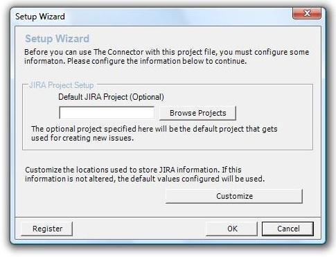 To setup a Microsoft Project file to use with The Connector, you must specify which of the Microsoft Project custom fields will be used to store the related JIRA issue information.
