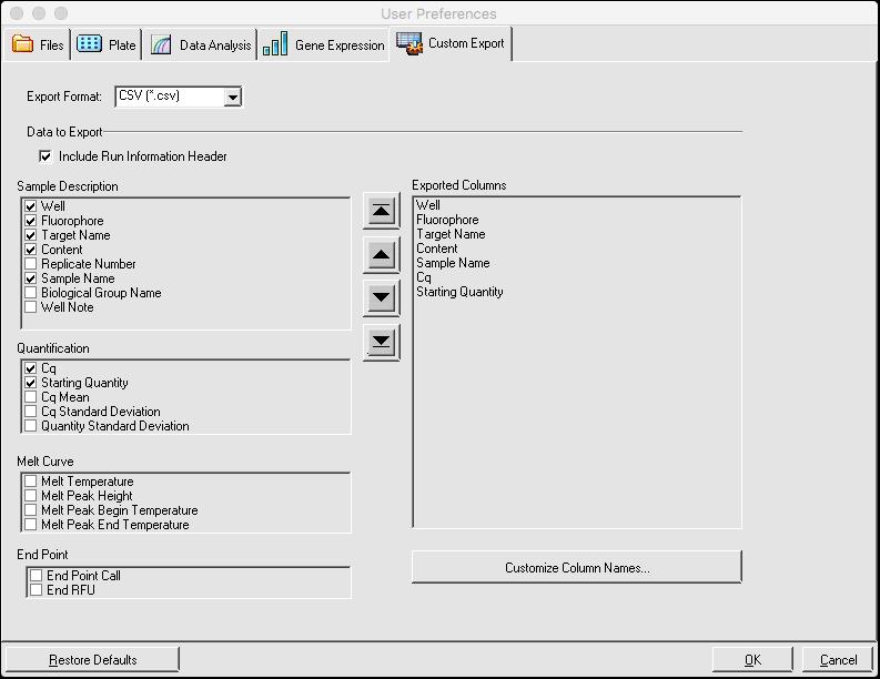 Chapter 4 The Home Window To customize data export parameters 1. Select Users > User Preferences to open the User Preferences dialog box. 2.