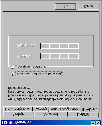 Click the Properties button, then choose the IP ADDRESS tab. Select Obtain an IP automatically. After clicking OK, windows might ask you to restart the PC. Click Yes.