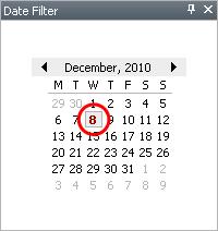 Click the right arrow or the left arrow to select the required month and year. Select the start date from which you wish to view the events.